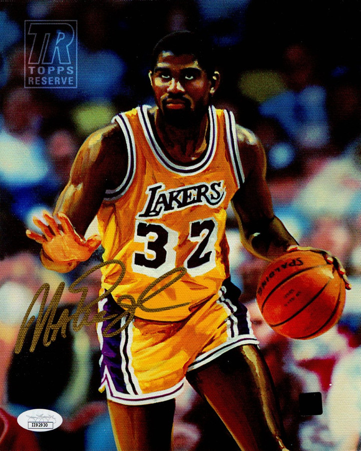 Magic Johnson Autographed 8X10 Canvas Photo 2000-01 Topps Reserve JSA II92930