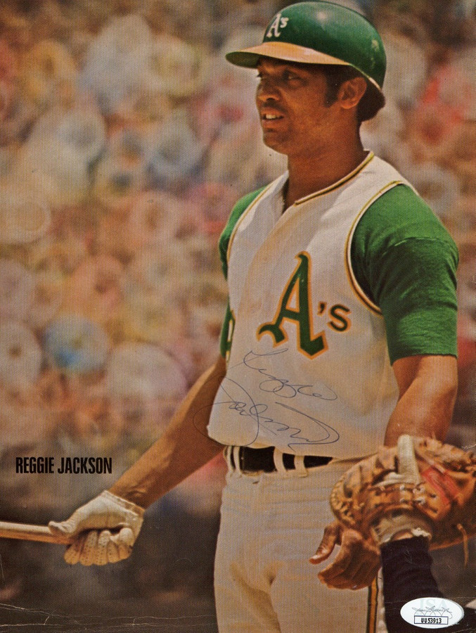 Reggie Jackson Signed Autograph 8X10 Paper Photo Vintage Oakland A's JSA UU53913