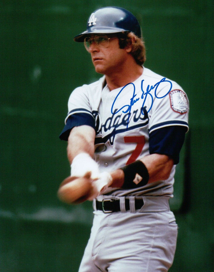 Steve Yeager Signed 8X10 Photo Autograph LA Dodgers Blue On Deck Auto COA