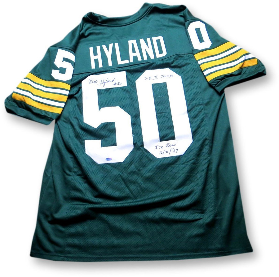 Bob Hyland Signed Autographed Jersey Packers Ice Bowl SB Champs JSA VV99327