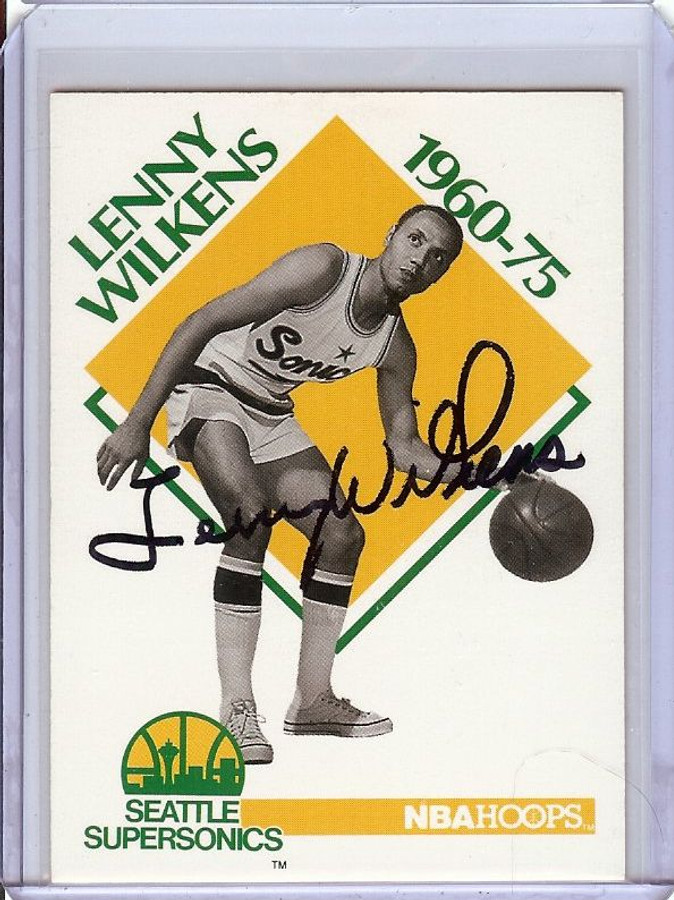 Lenny Wilkens 1990-91 Hoops Hand Signed Autographed Sonics #349 JSA AB41665