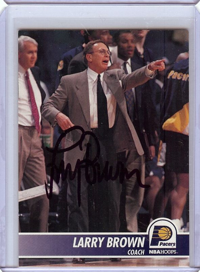 Larry Brown 1994-95 Skybox Hand Signed Autographed Pacers #284 JSA AB41672