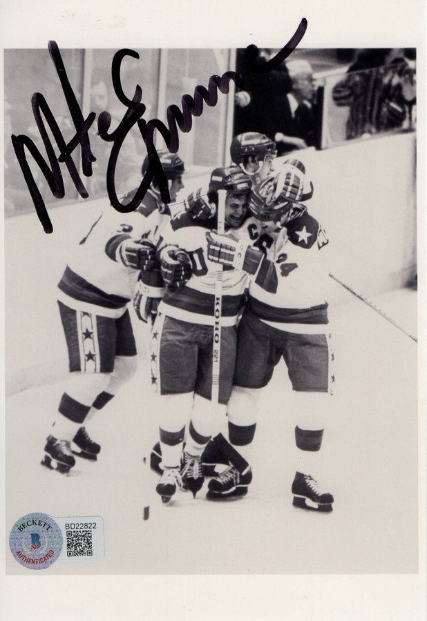 Mike Eruzione Signed Autographed Small Photo Miracle on Ice Team USA BAS BB22822