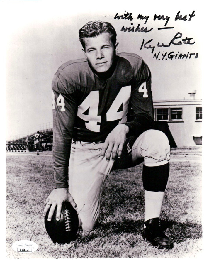 Kyle Rote Signed Autographed 8X10 Photo New York Giants JSA AB54751