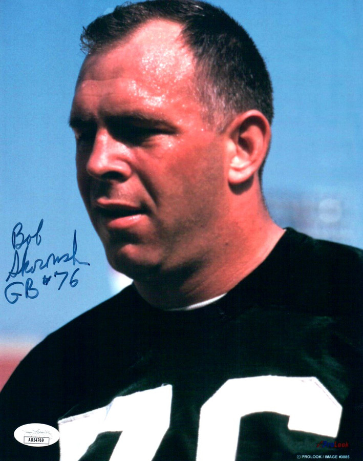 Bob Skoronski Signed Autograph 8X10 Photo Packers Close Up "GB #76" JSA AB54769