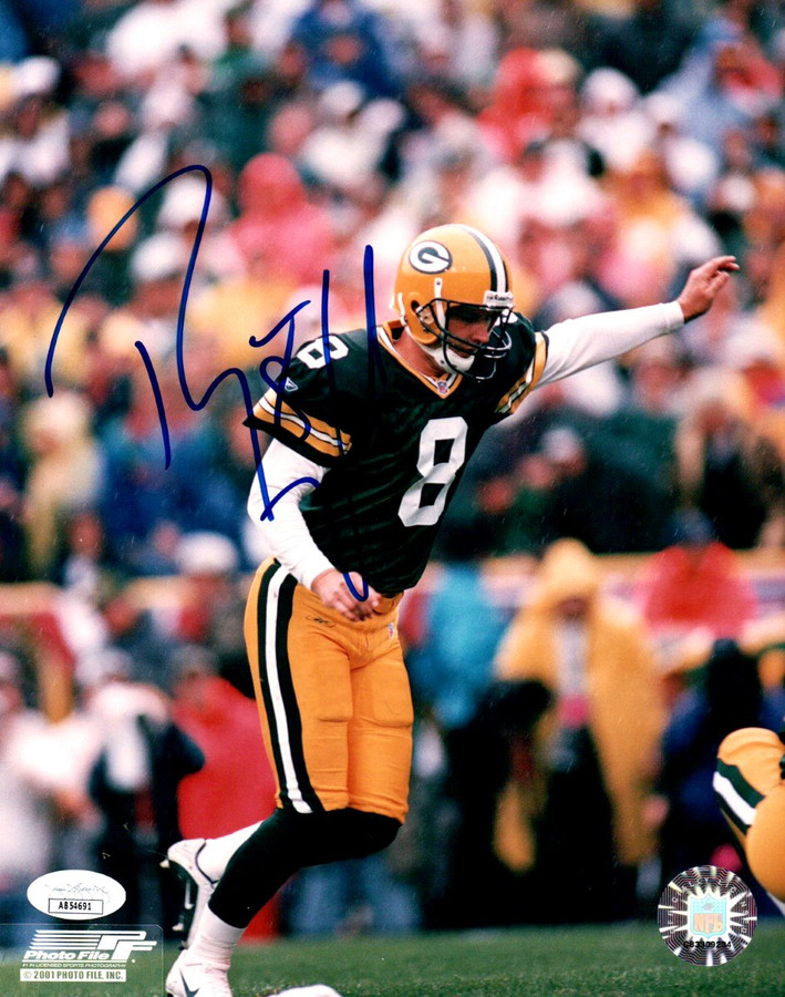 Ryan Longwell Signed Autographed 8X10 Photo Packers Kicking FG JSA AB54691