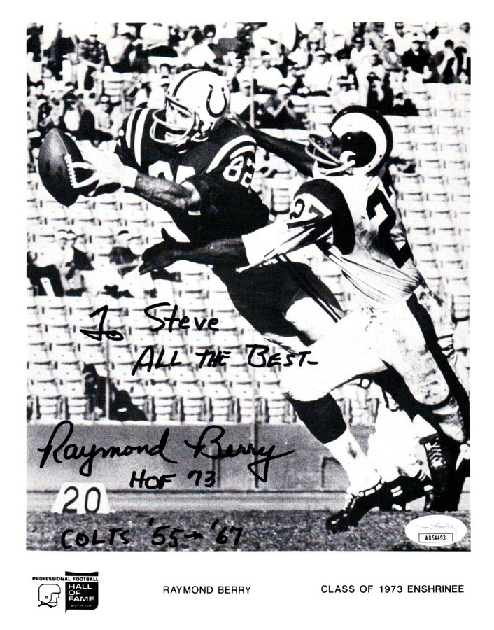 Raymond Berry Autographed 8X10 Photo Colts Personalized "To Steve" JSA AB54493