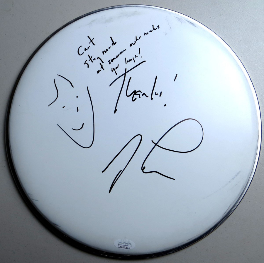 Jay Leno Signed Autographed 12" Drumhead Inscribed with Sketch JSA AB55120