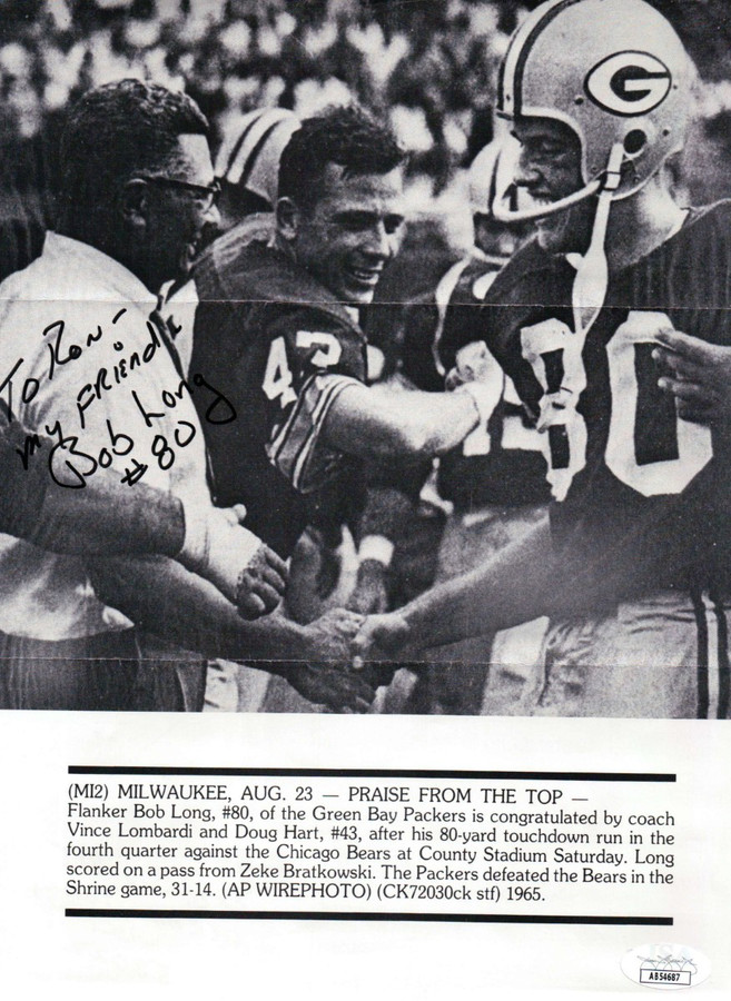 Bob Long Signed Autographed Magazine Photo Green Bay Packers to Ron JSA AB54687