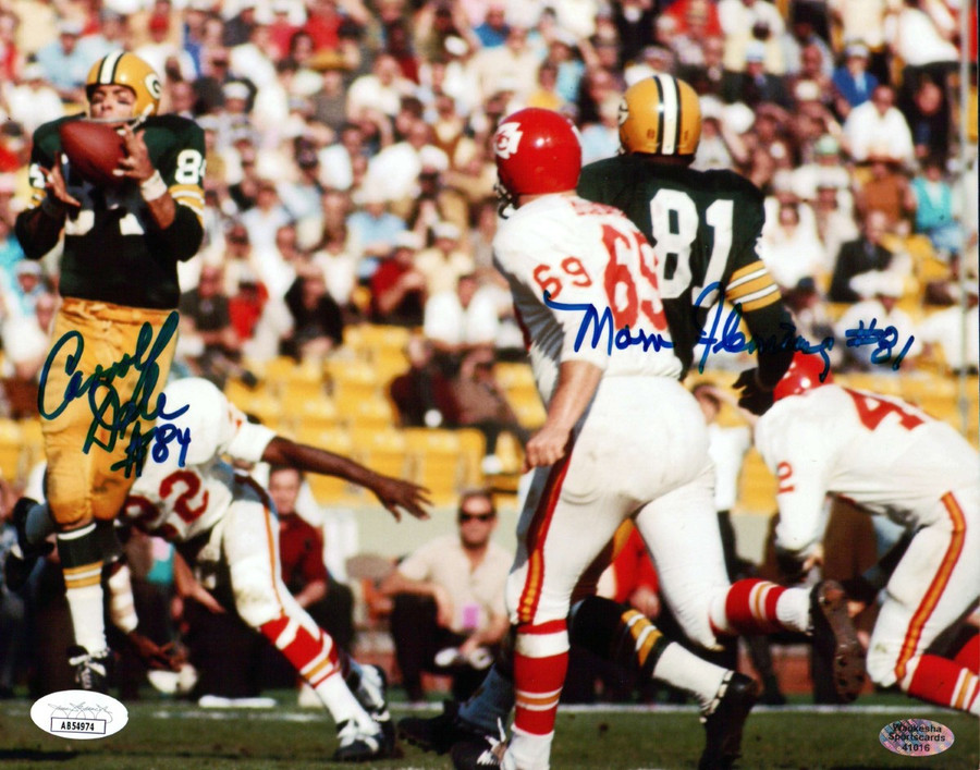 Carroll Dale Marv Fleming Signed Autographed 8X10 Photo Packers JSA AB54974