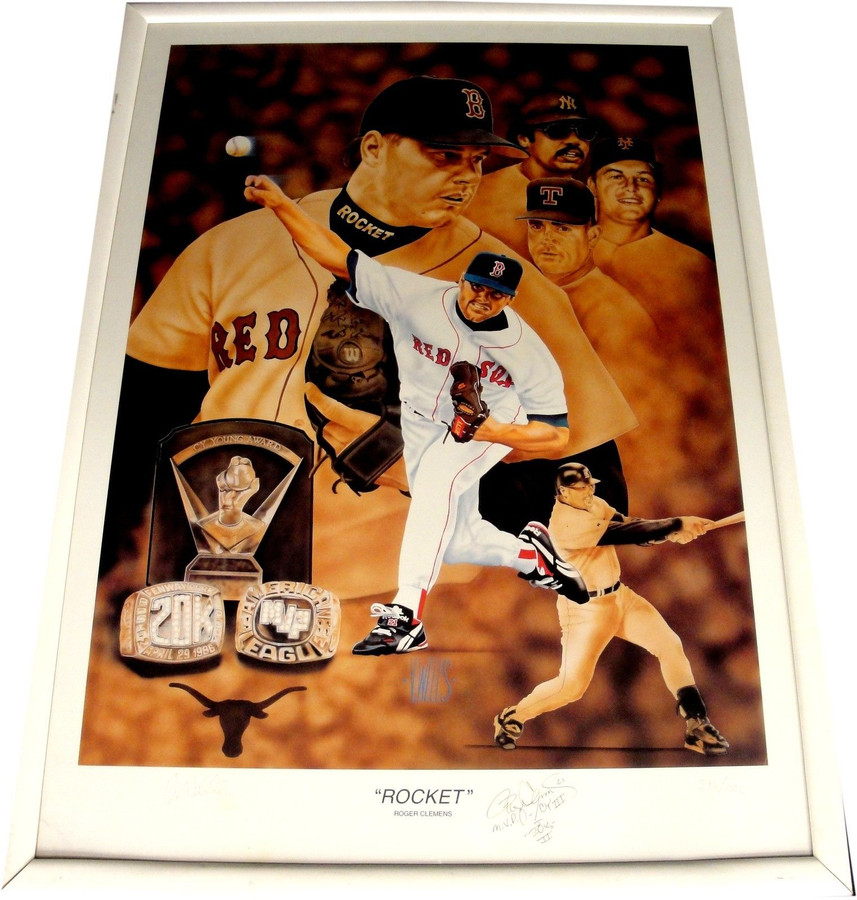 Roger Clemens Hand Signed Auto Framed 20"x24" Photograph Red Sox The Rocket CY