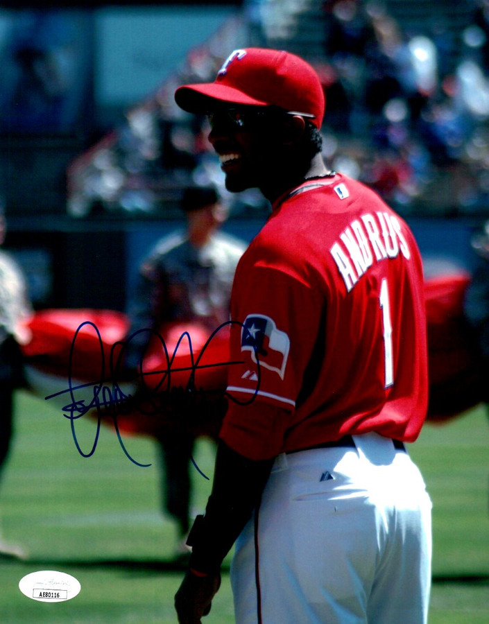 Elvis Andrus Signed Autographed 8X10 Photo Rangers Pre Game Smiling JSA AE80116
