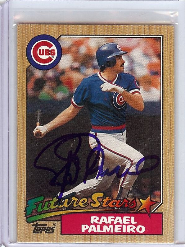Rafael Palmeiro 1987 Topps RC Rookie Card Signed Autograph Cubs