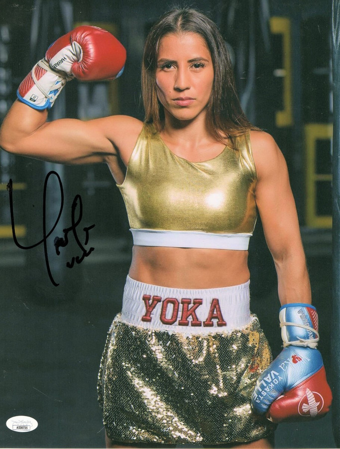 Yokasta Valle Signed Autographed 11X14 Photo Sexy Flex Pose JSA AD30735