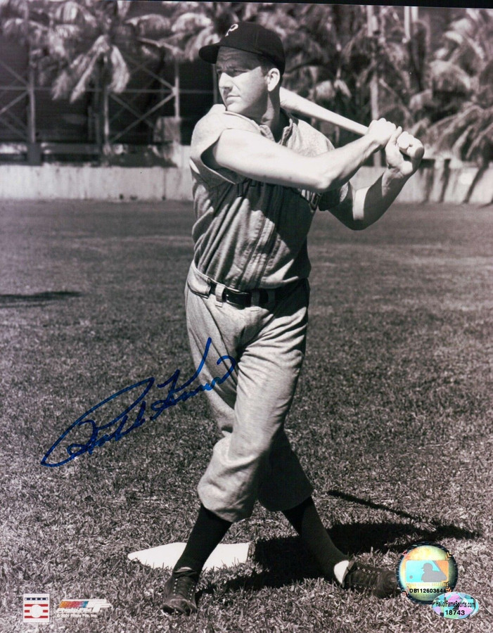 Ralph Kiner Signed 8X10 Vintage Photograph Autograph Pirates Posing Bat COA Auto