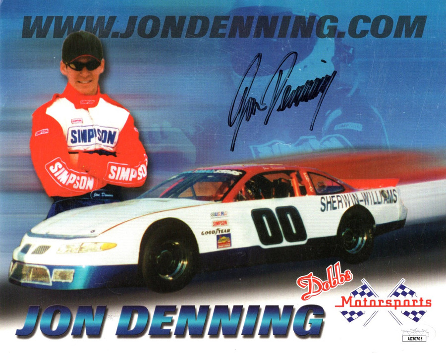 Jon Denning Signed Autographed 8X10 Photo NASCAR Dobbs Motosports JSA AD30705