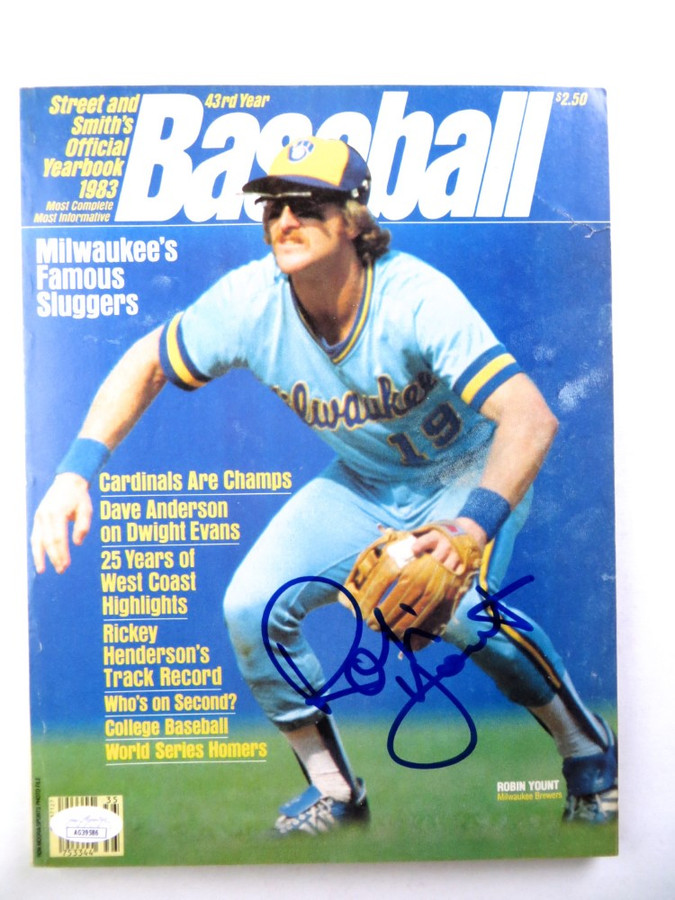 Robin Yount Signed Autographed Magazine Street & Smith 1983 Brewers JSA  AG39686 - Cardboard Legends