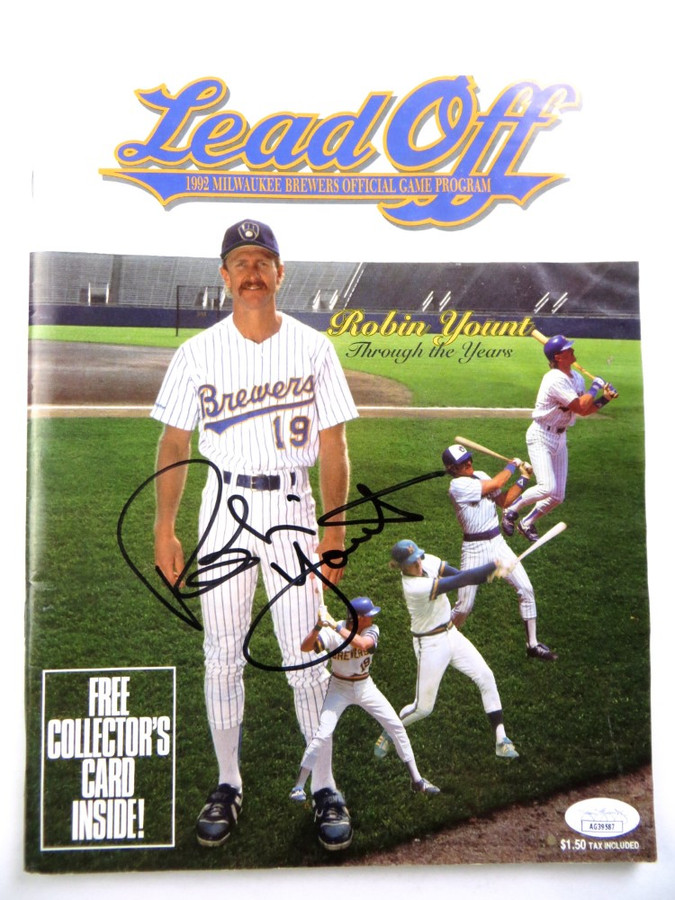 Robin Yount Signed Autographed Program 1992 Milwaukee Brewers JSA AG39587