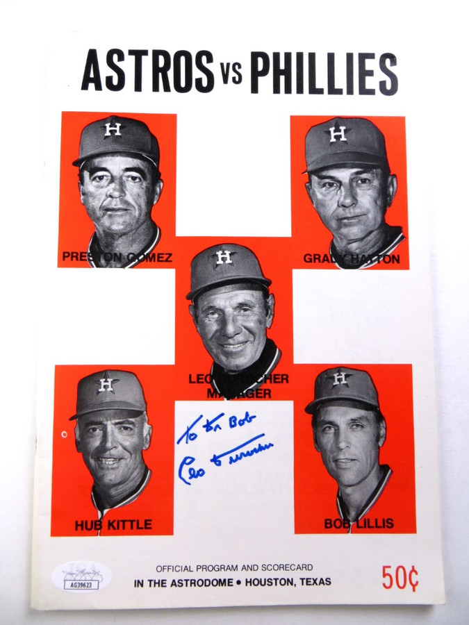 Leo Durocher Signed Autographed Program 1973 Astros vs Phillies JSA AG39623