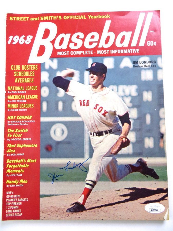 Jim Lonborg Signed Autographed Magazine Street & Smith 1968 Red Sox JSA AH03349