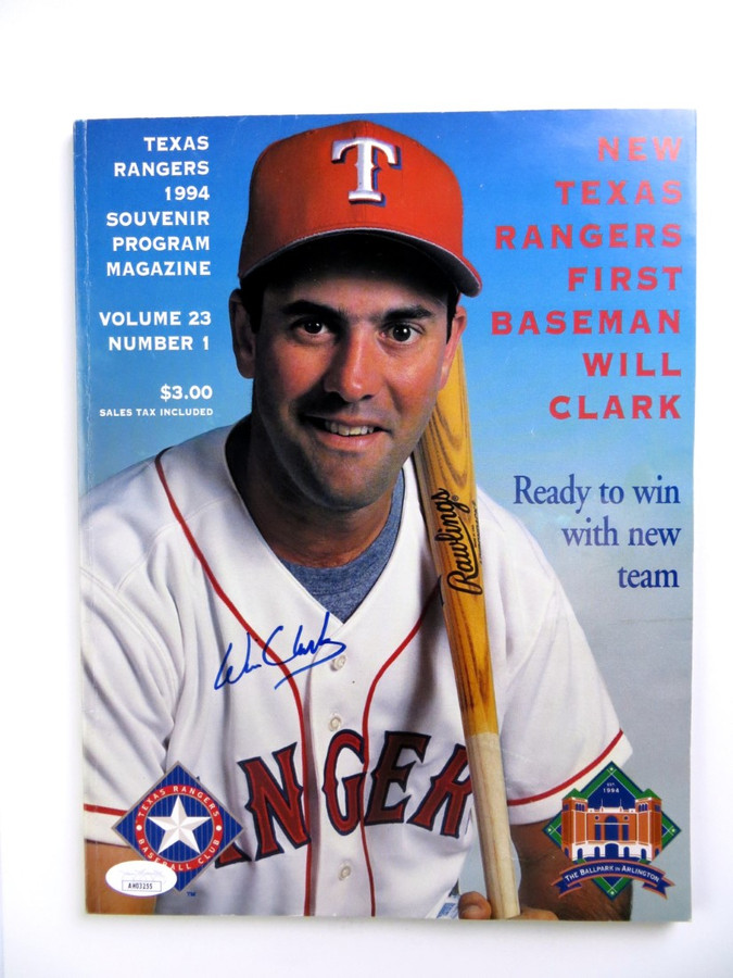 Will Clark Signed Autographed Game Program 1994 Texas Rangers JSA AH03255