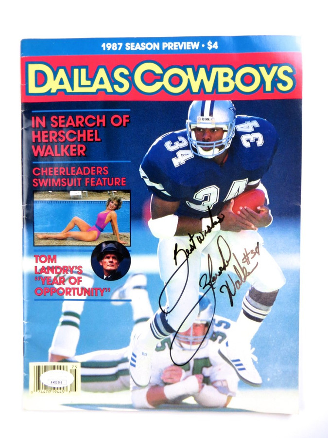 Herschel Walker Signed Autographed Team Magazine 1987 Cowboys JSA AH03544