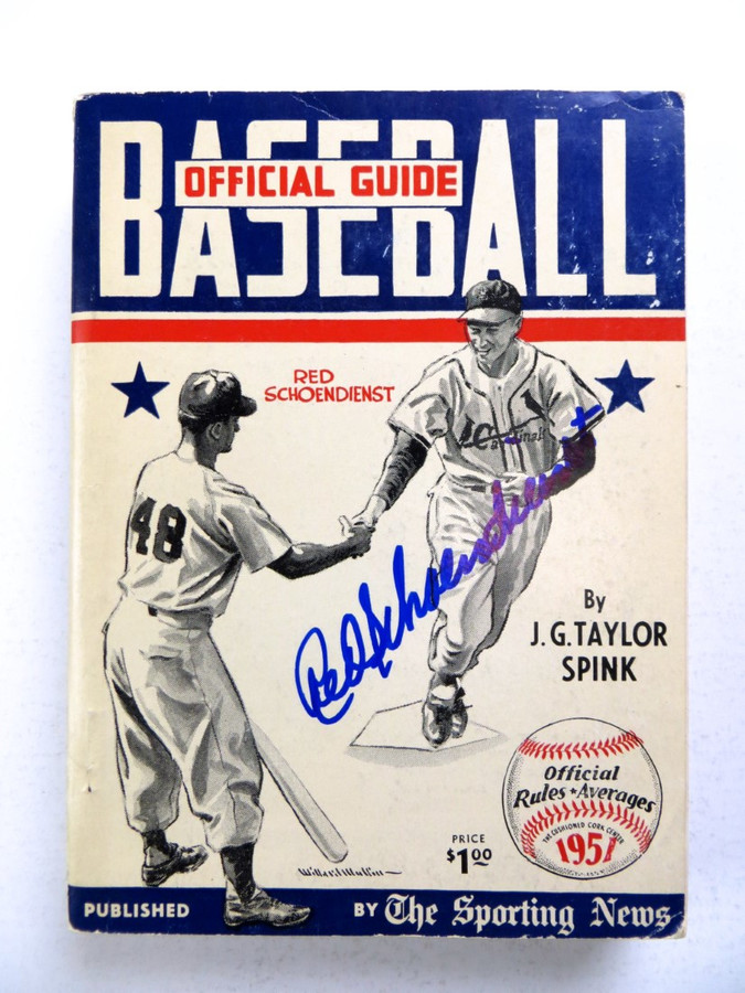 Red Schoendienst Signed Autographed Book TSN Baseball Guide 1951 JSA AG71474