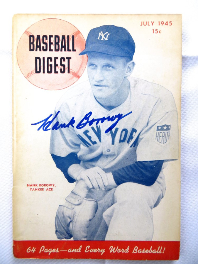 Hank Borowy Signed Autographed Magazine Baseball Digest 1945 Yankees JSA AG39596