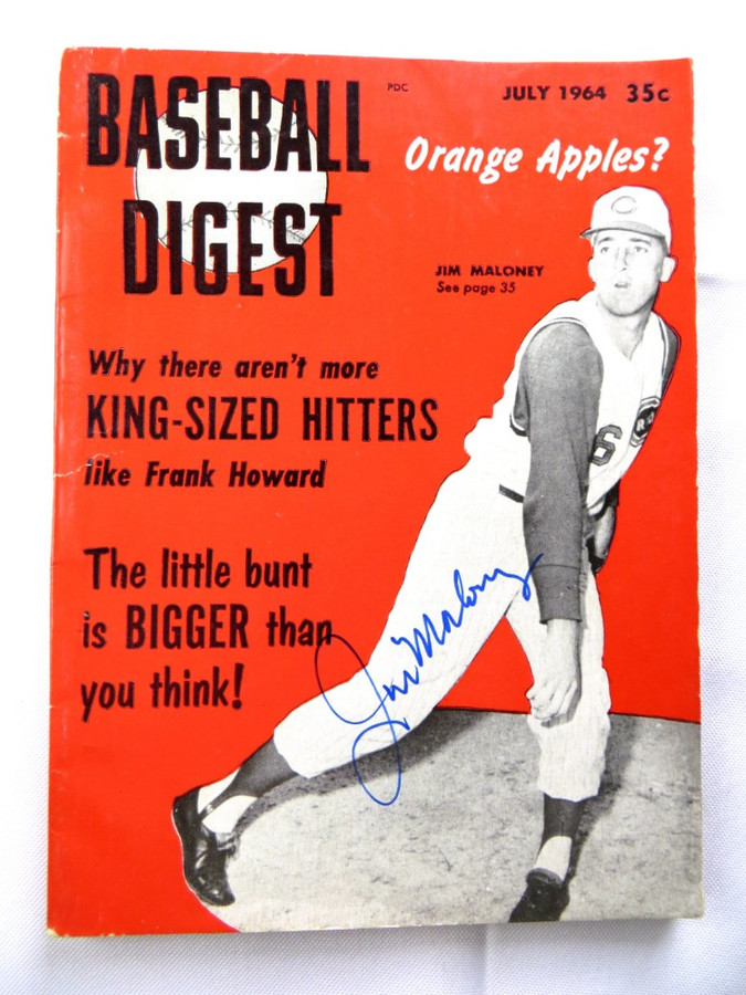 Jim Maloney Signed Autographed Magazine Baseball Digest 1964 Reds JSA AG39595