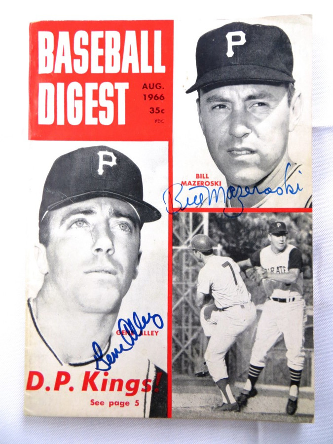 Bill Mazeroski Gene Alley Autographed Magazine Baseball Digest 1966 JSA AG39597