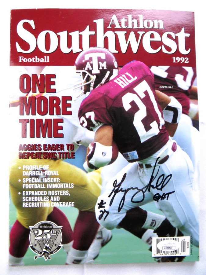 Greg Hill Signed Autographed Magazine Athlon Southwest 1992 Aggies JSA AH03537