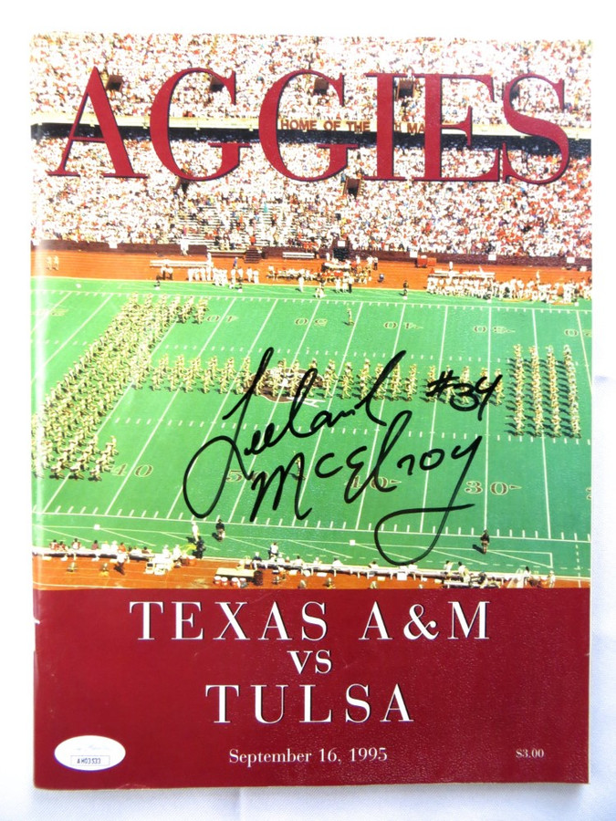 Leeland McElroy Signed Autographed Program 1995 Texas A&M vs Tulsa JSA AH03533