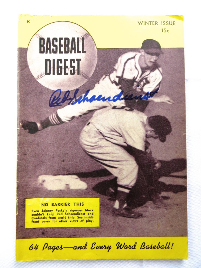 Red Schoendienst Autographed Magazine Baseball Digest 1946 Cardinals JSA AG71926