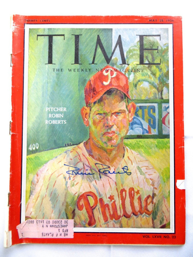 Robin Roberts Signed Autographed Magazine Time 1956 Phillies JSA AG39550