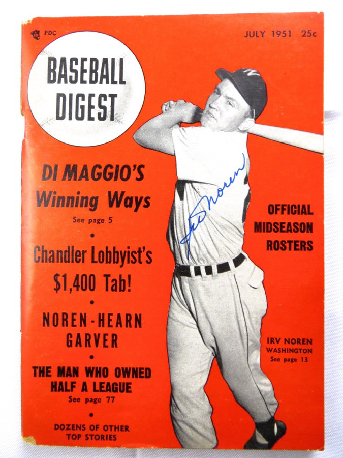 Irv Noren Signed Autographed Magazine Baseball Digest 1951 Senators JSA AG39541