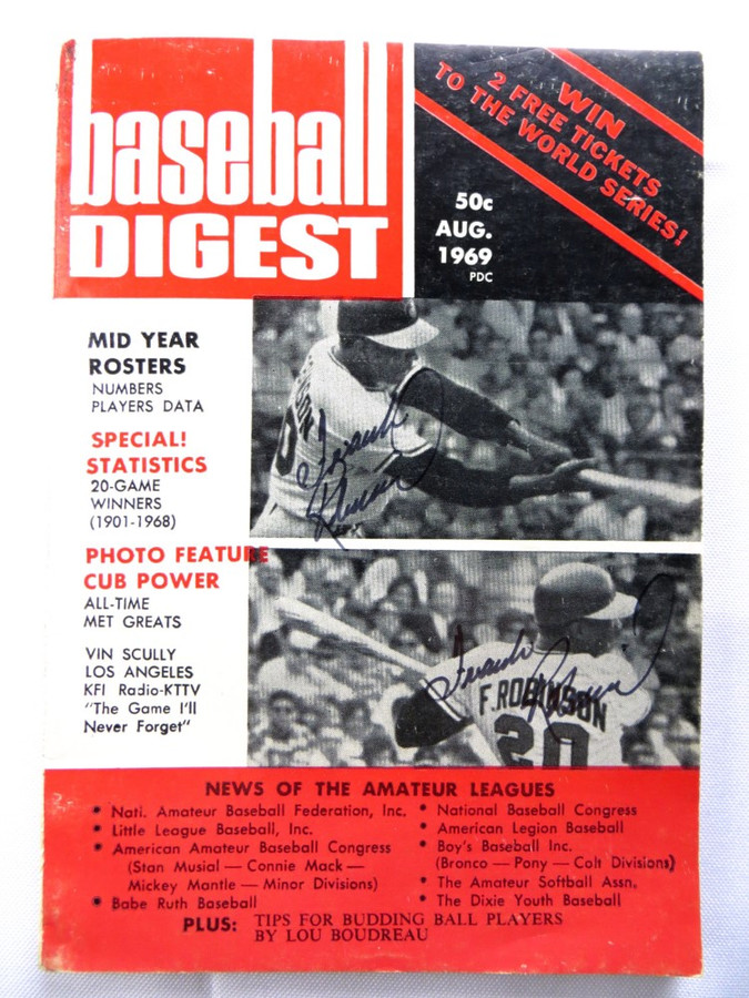 Frank Robinson Autographed Magazine Baseball Digest '69 Signed Twice JSA AG39542