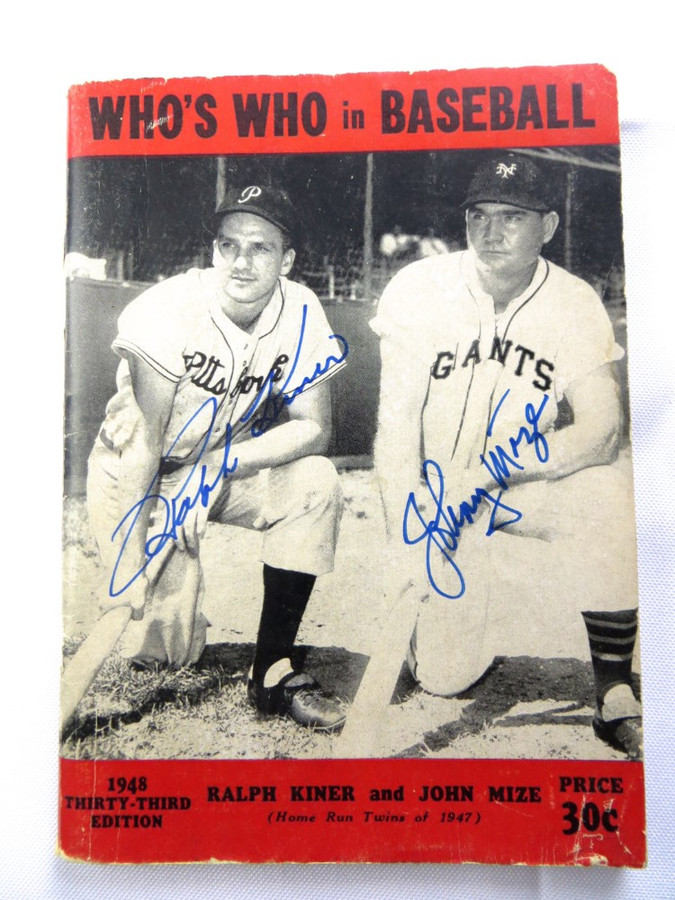 Ralph Kiner Johnny Mize Autographed Magazine Baseball Digest 1948 JSA AG36546