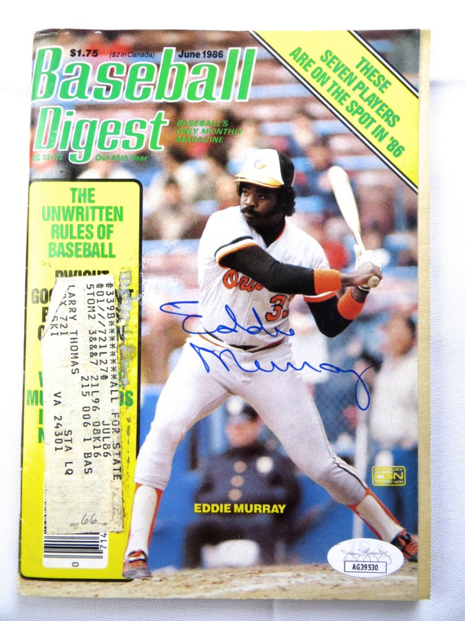 Eddie Murray Signed Autograph Magazine Baseball Digest 1986 Orioles JSA AG39530