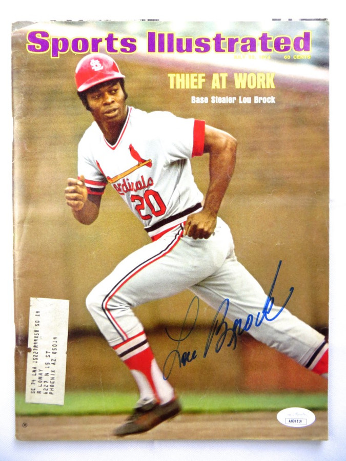 Lou Brock Autographed Magazine Sports Illustrated 1974 Cardinals JSA AH04519
