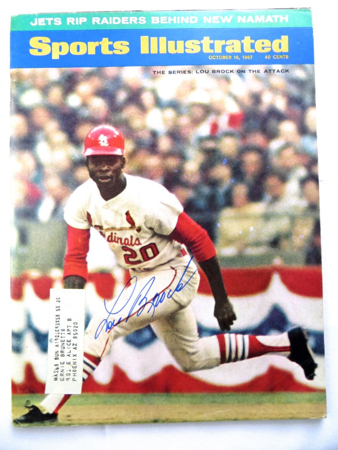 Lou Brock Autographed Magazine Sports Illustrated 1967 Cardinals JSA AH04520