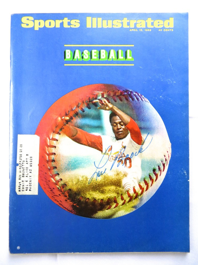Lou Brock Autographed Magazine Sports Illustrated 1968 Cardinals JSA AH04515