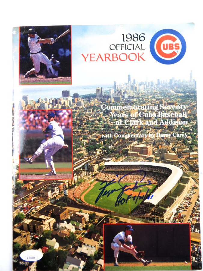 Fergie Jenkins Signed Autograph Magazine 1986 Chicago Cubs Yearbook JSA AH04488