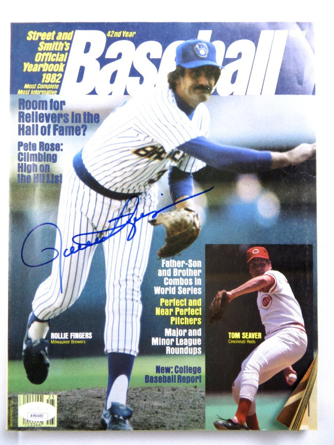 Rollie Fingers Signed Autograph Magazine Street & Smith 1982 Brewers JSA AH04490