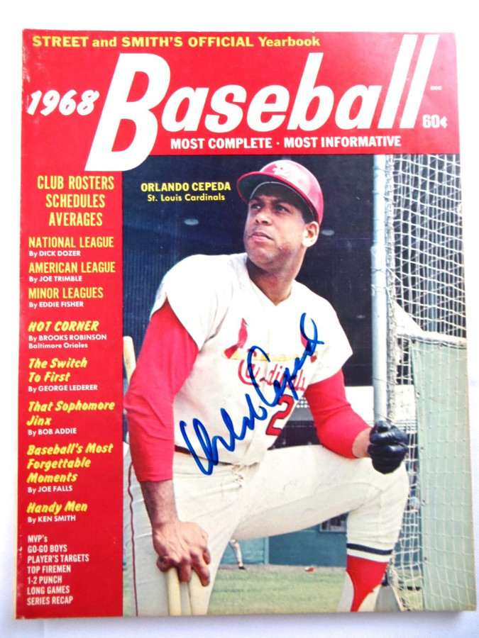 Orlando Cepeda Autographed Magazine Street & Smith 1968 Cardinals JSA AH04499