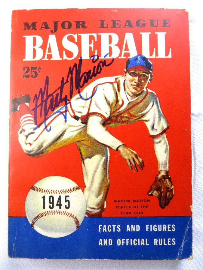 Marty Marion Signed Autograph Book Official Rulebook 1945 Cardinals JSA AG39532