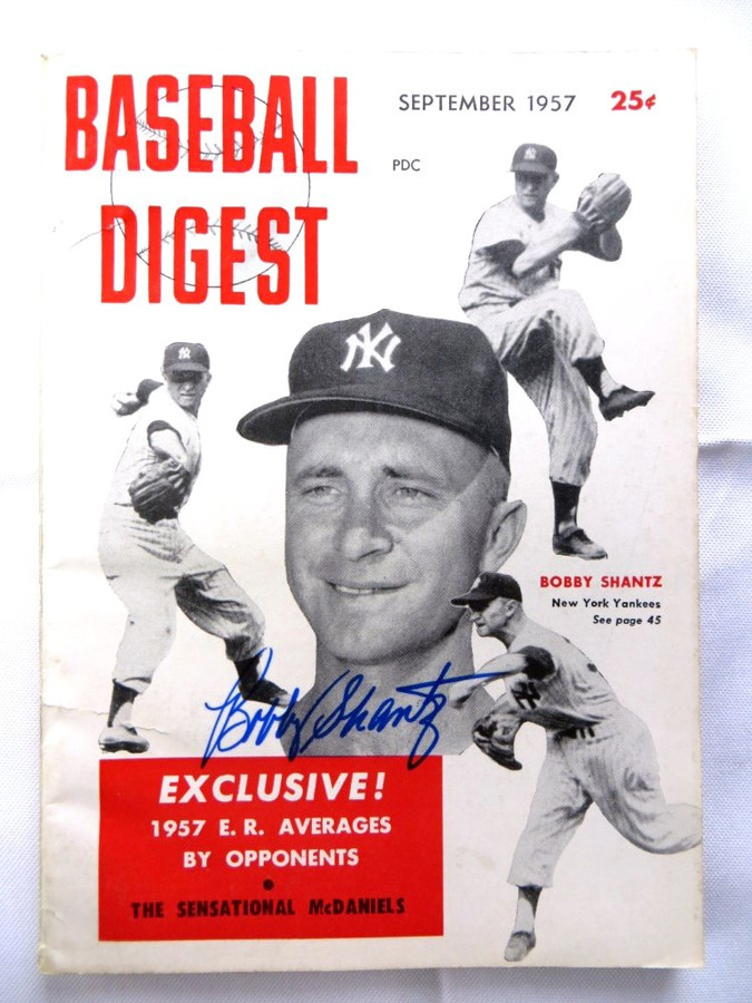 Bobby Shantz Signed Autograph Magazine Baseball Digest 1957 Yankees JSA AG71934
