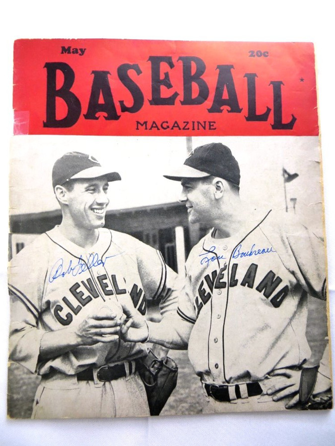 Bob Feller Lou Boudreau Signed Autographed Baseball Magazine 1946 JSA AH04470