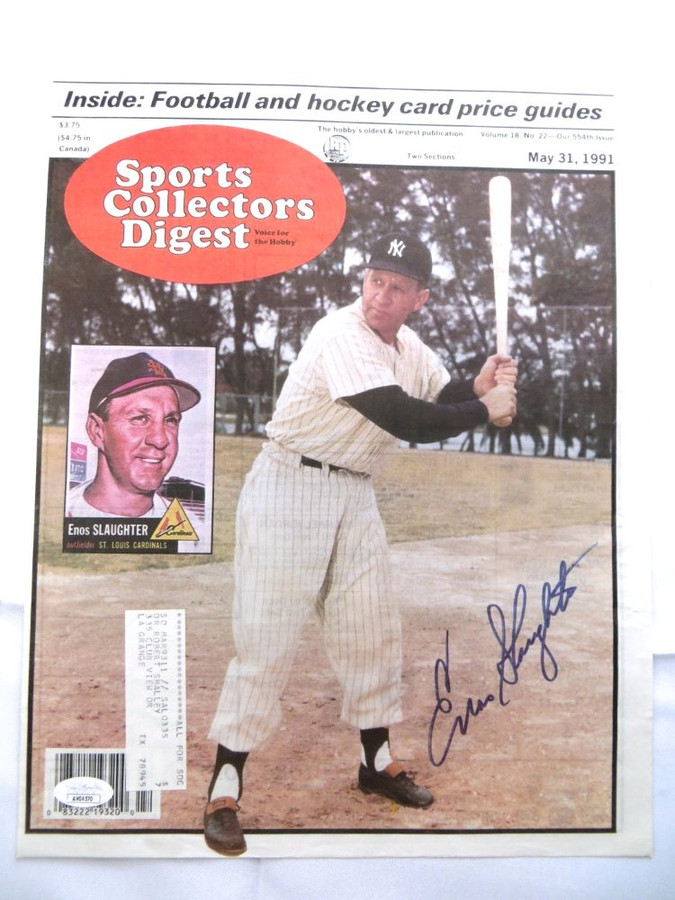 Enos Slaughter Autographed Newspaper Sports Collector Cover 1991 JSA AH04570
