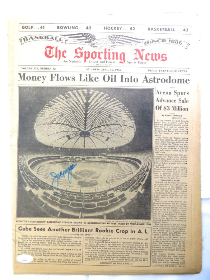 Joe Morgan Signed Autographed Newspaper Sporting News 1963 Astros JSA AH04563