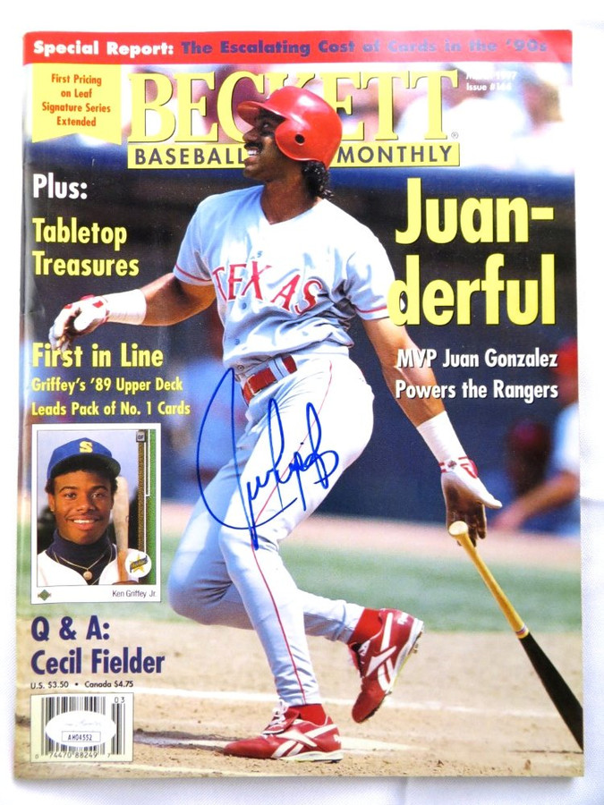 Juan Gonzalez Signed Autographed Magazine Beckett 1997 Texas Rangers JSA AH04552